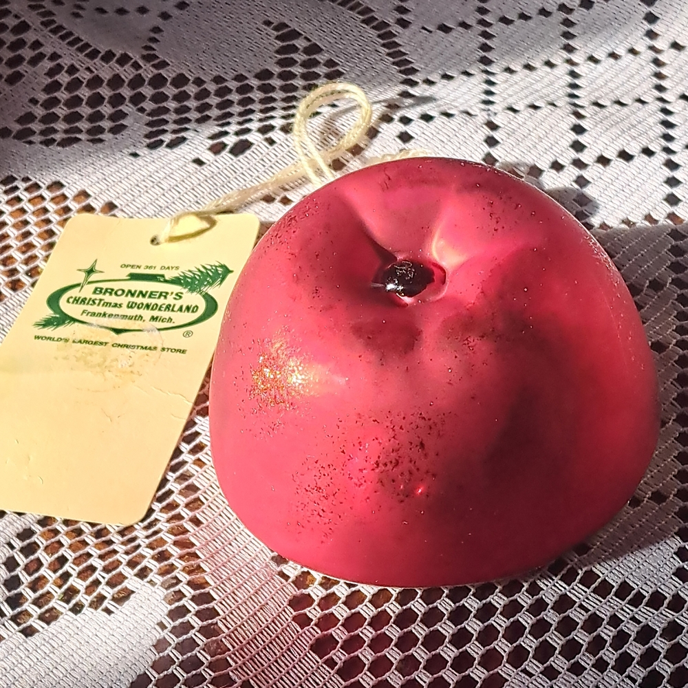 Red Glitter Apple Ornament From Poland